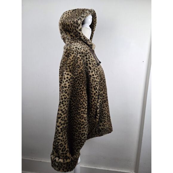 Vintage Faux Fur Coat Leopard Charles Klein Womens Size Small Whimsigoth Swing - Picture 3 of 10